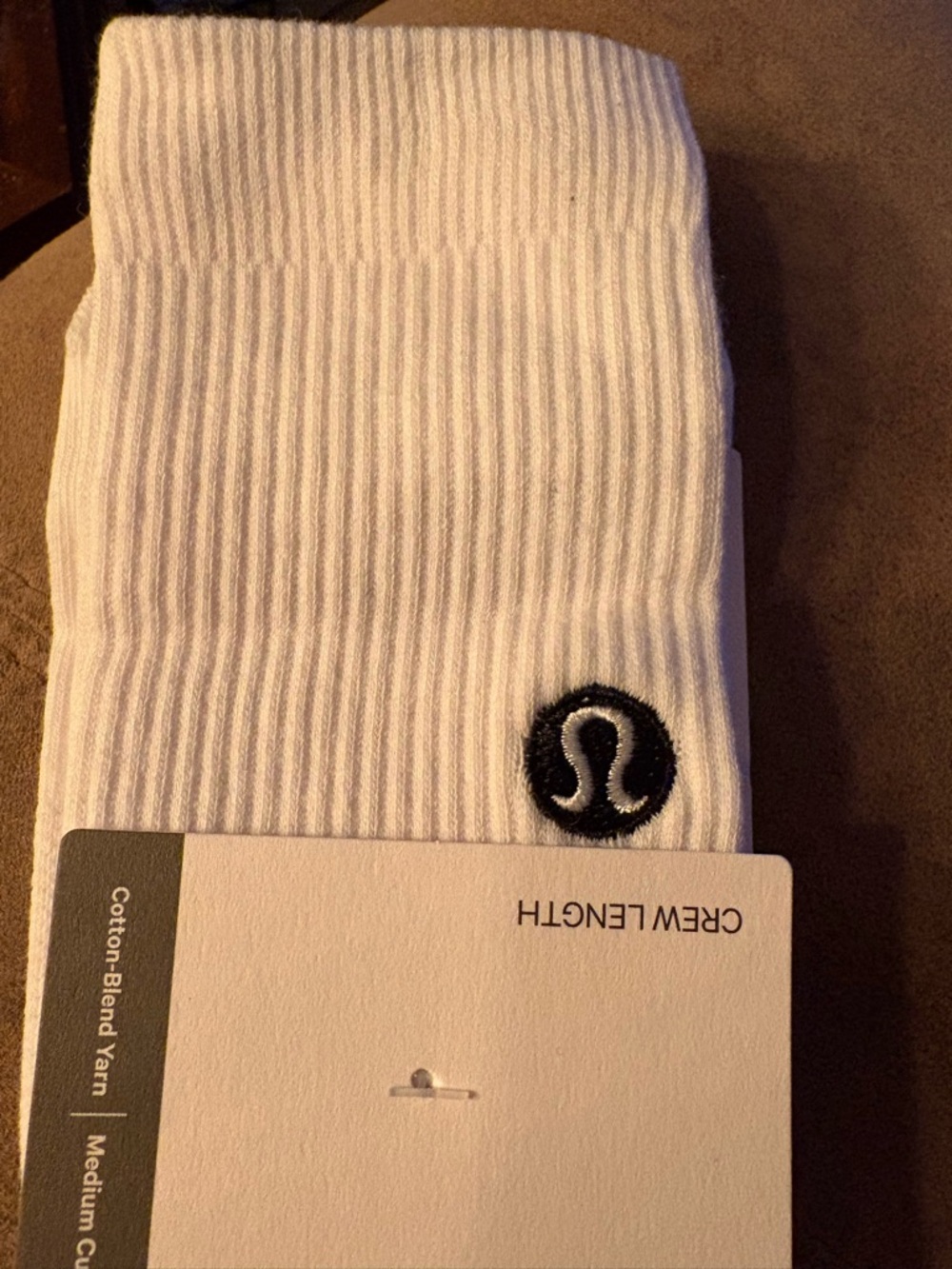 lululemon athletica White Crew Socks with Black Logo Patch - Picture 2 of 3
